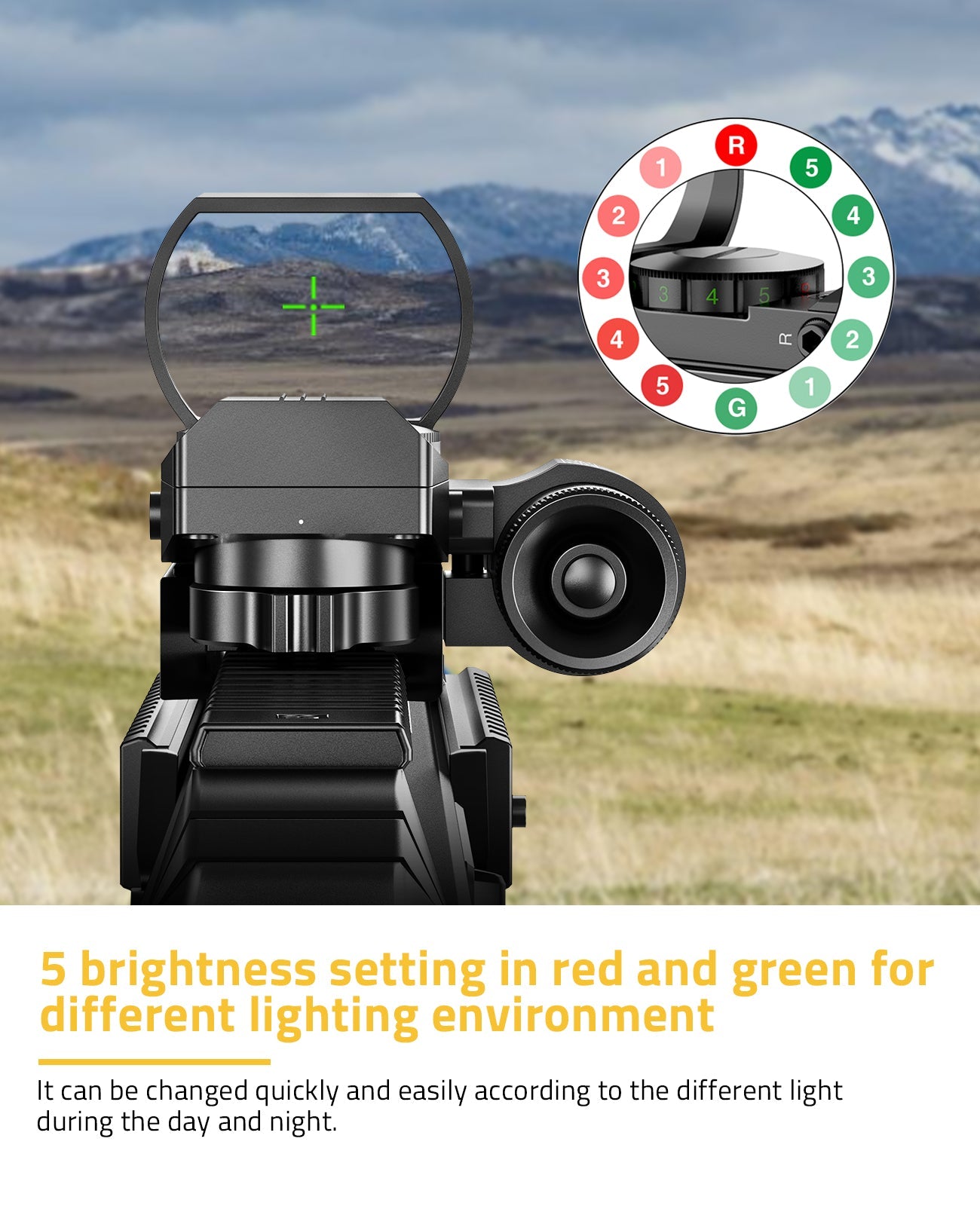 1X22X33 Red Dot Sight with Laser and 4 Reticle Options – Wide Field of View 1