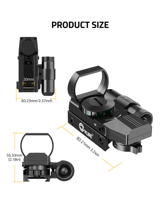 1X22X33 Red Dot Sight with Laser and 4 Reticle Options – Wide Field of View 6