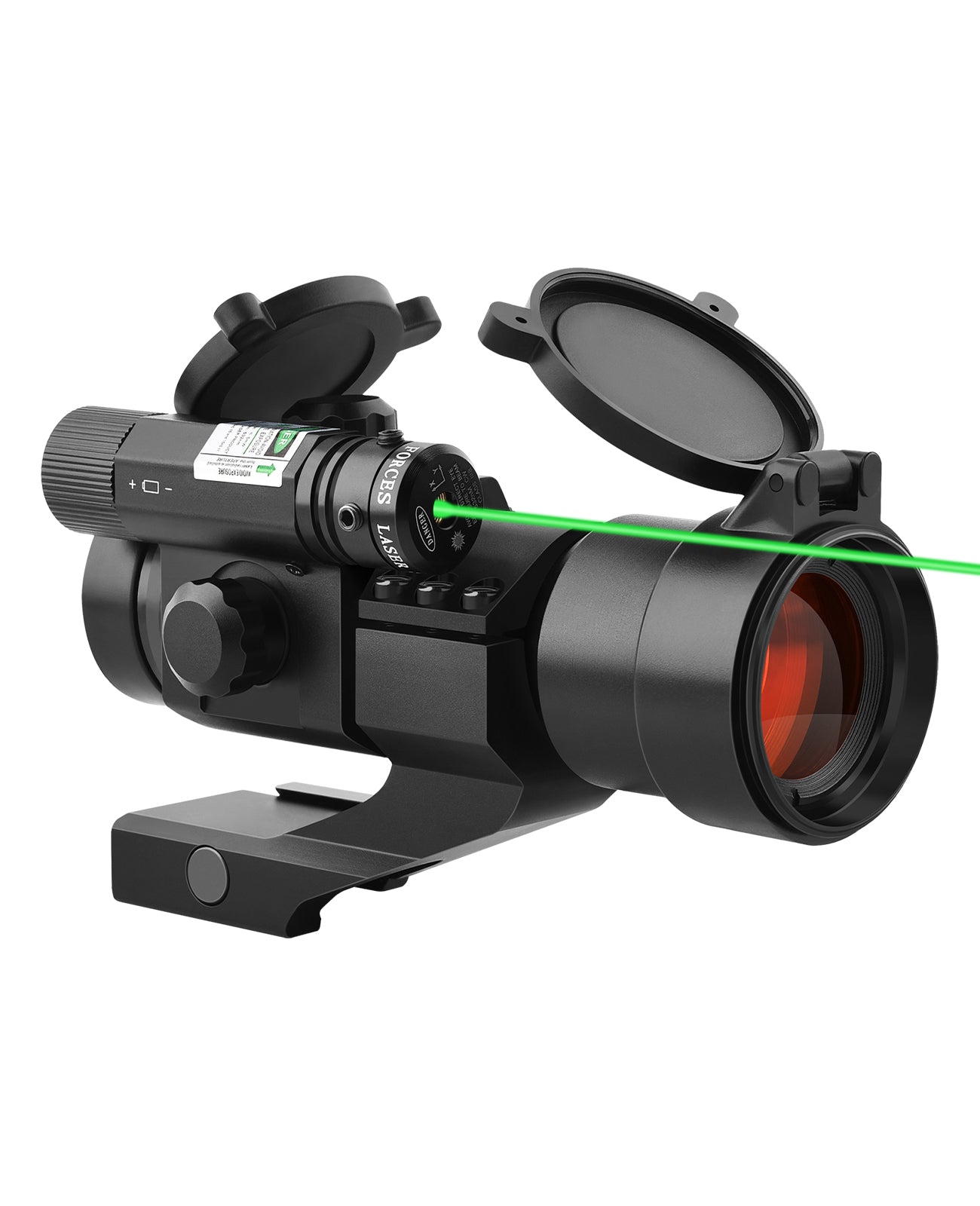 1x30mm Red Dot Sight Scope with Green Laser for 20mm Picatinny Rail – Waterproof, Shockproof, Adjustable Brightness 0