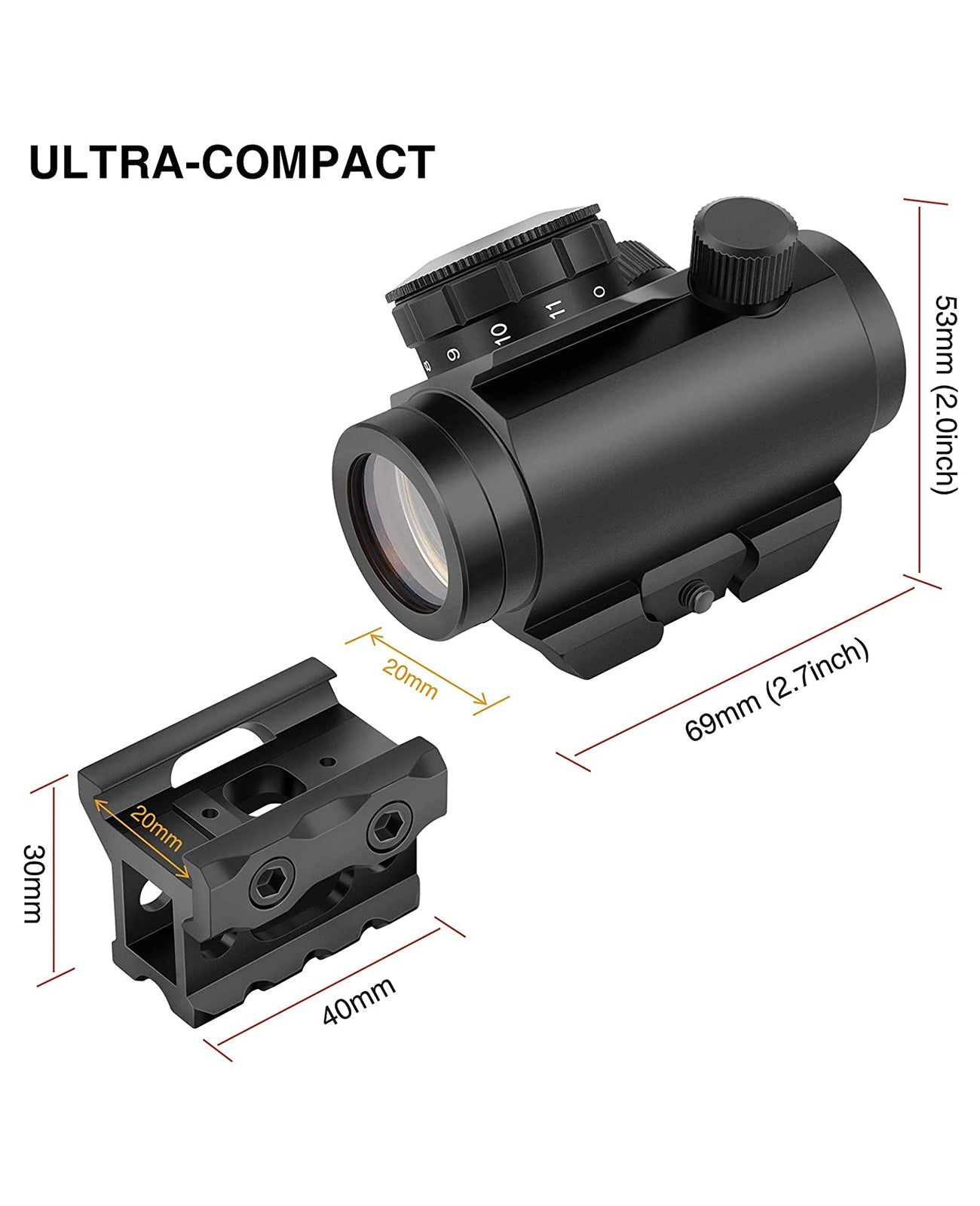 2MOA Red Dot Sight 1x25mm Waterproof Scope with Adjustable Brightness – Shockproof Design for Enhanced Target Acquisition 4