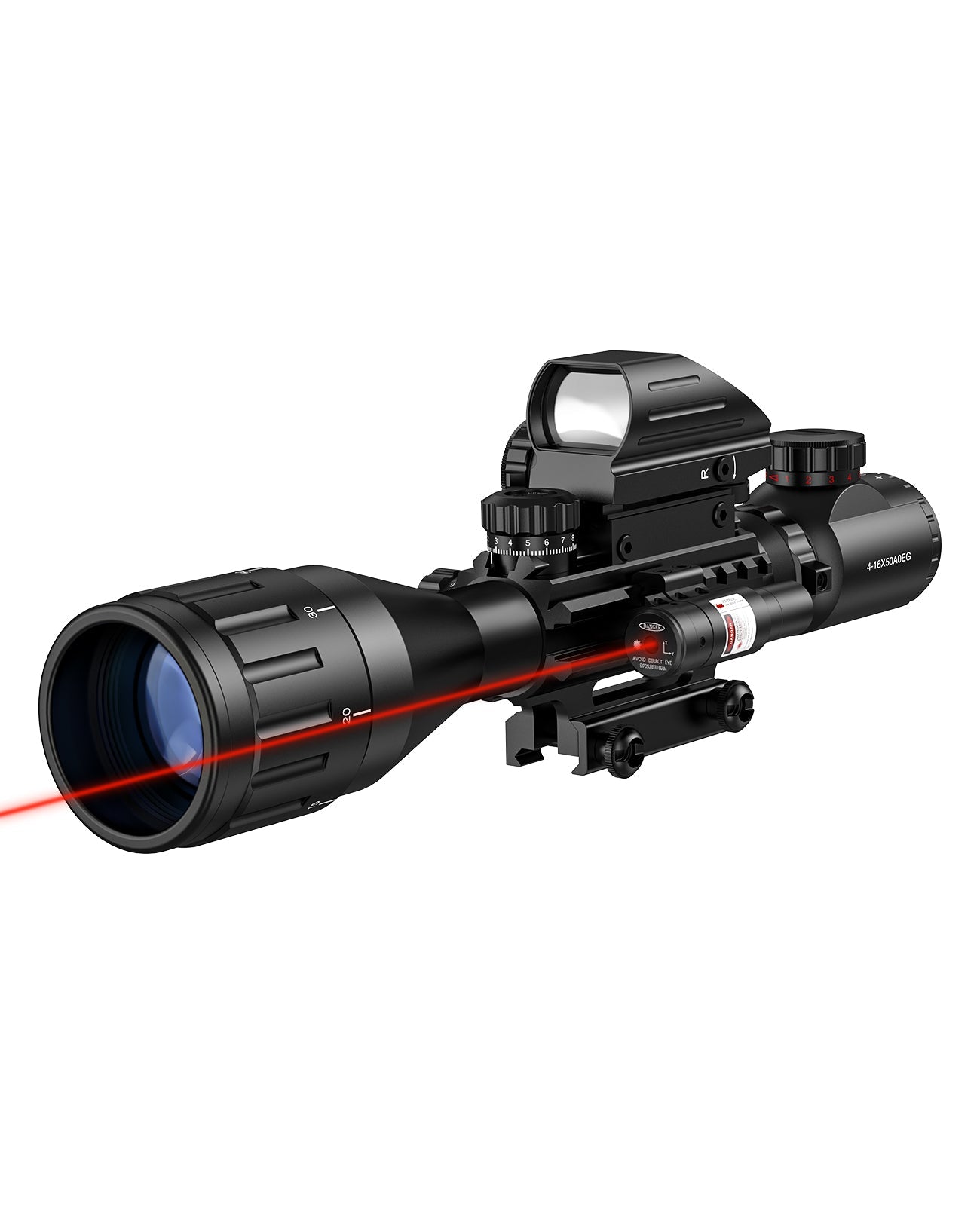 EagleFeather 4-16x50 AO Tactical Rifle Scope 3-in-1 Combination Kit