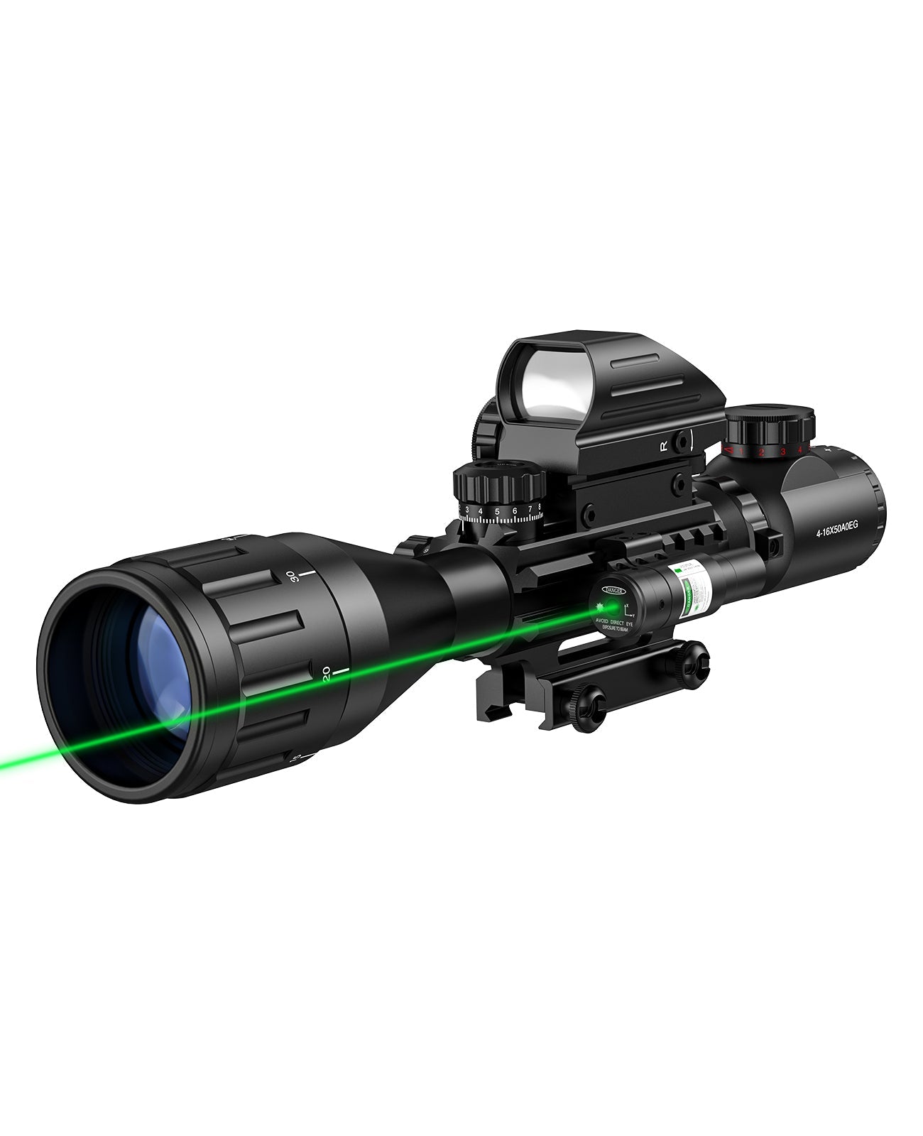 EagleFeather 4-16x50 AO Tactical Rifle Scope 3-in-1 Combination Kit