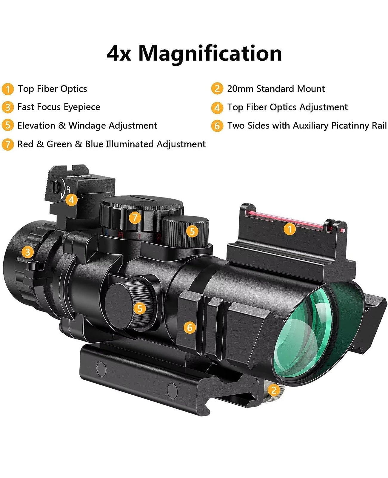 4x32 Tactical Rifle Scope with Tri-Illuminated Reticle – Shockproof and Lightweight Design for Precision Shooting 2