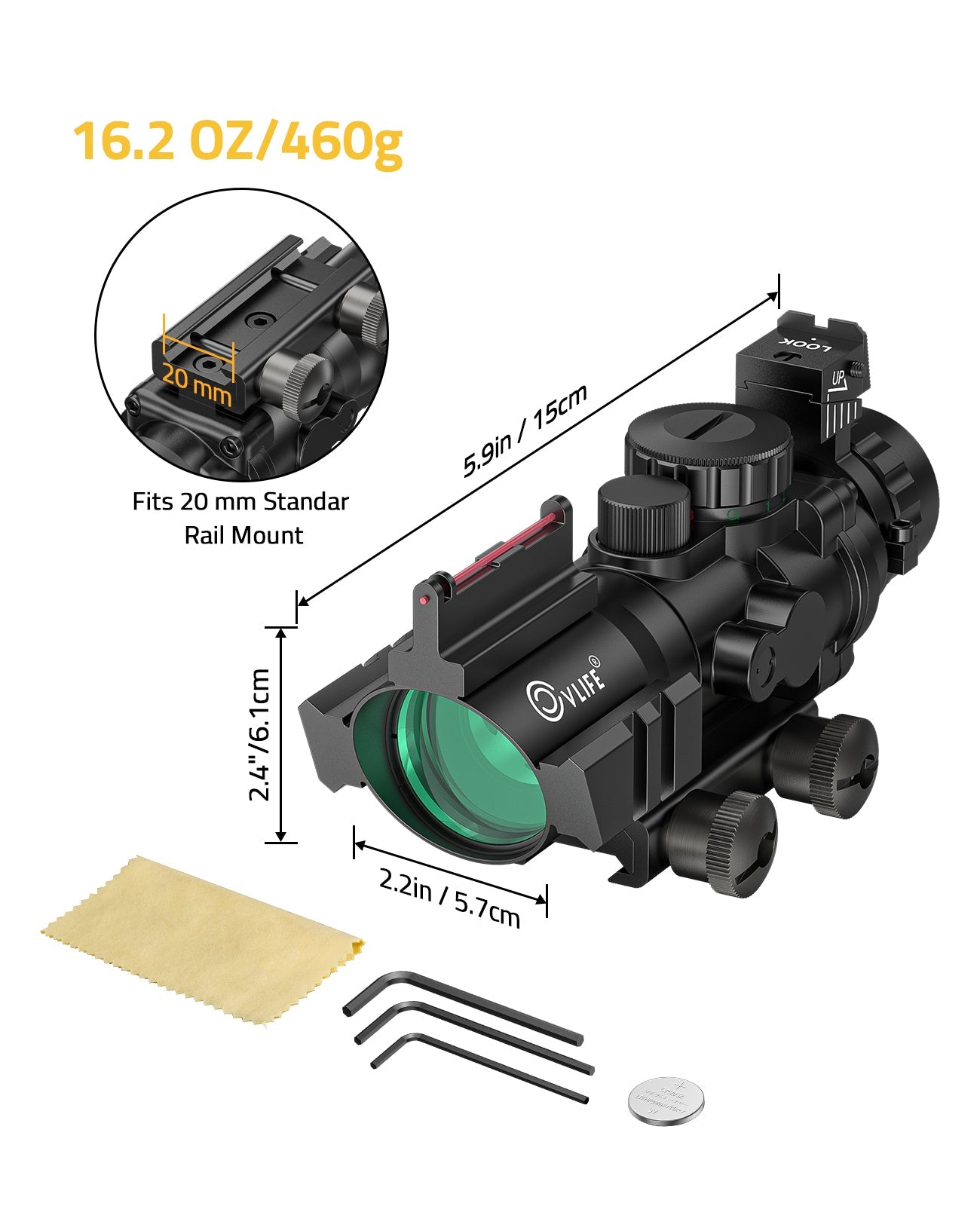 4x32 Tactical Rifle Scope with Tri-Illuminated Reticle – Shockproof and Lightweight Design for Precision Shooting 7