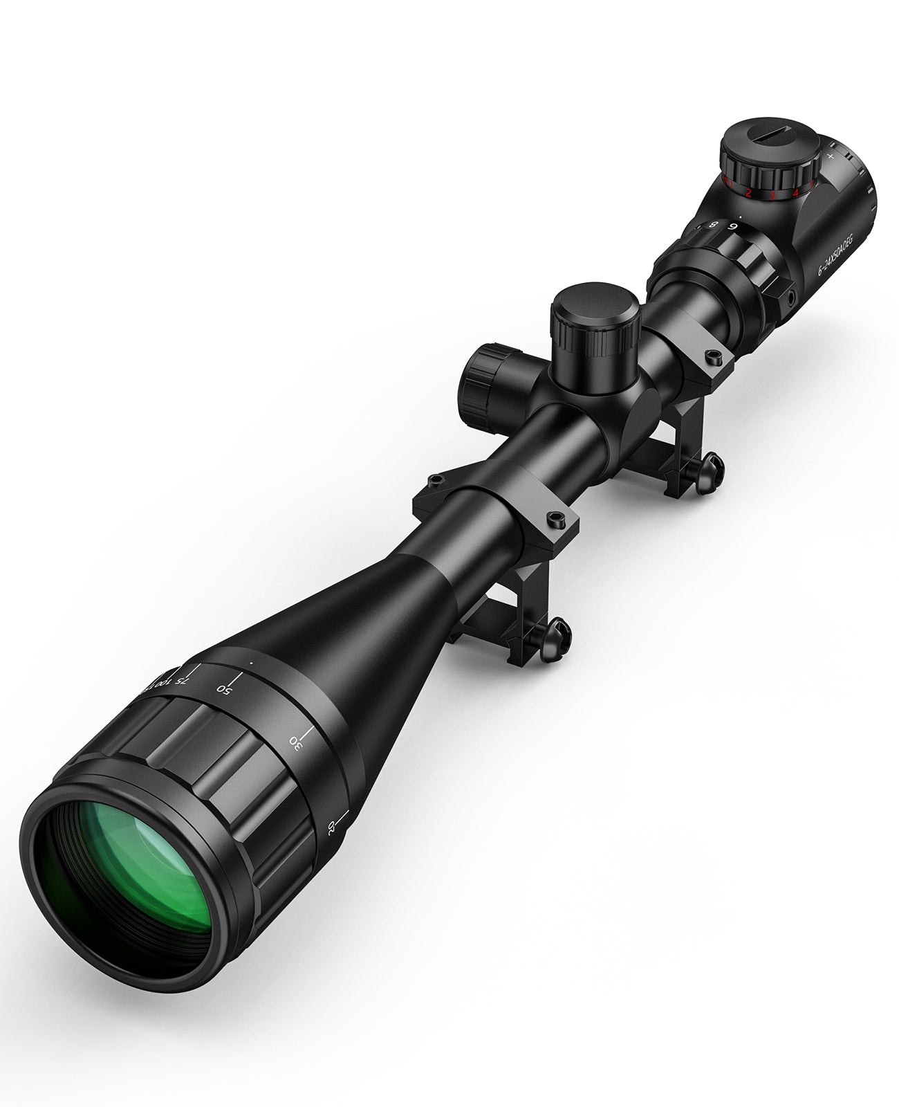6-24x50 AOE Tactical Riflescope with Adjustable Objective and Dual Red/Green Illumination for Precision Shooting 7