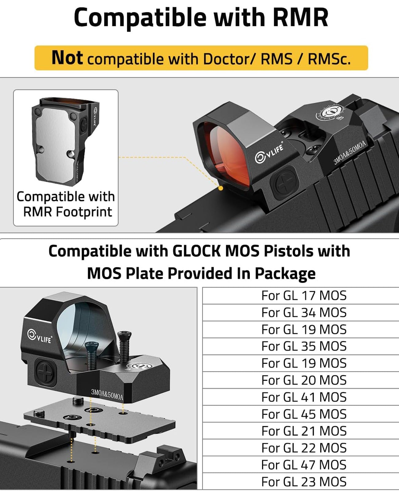 Multiple Reticle Red Dot Sight with Motion Awake Technology – Waterproof and Shockproof, 1x Magnification, 10 Brightness Settings 2