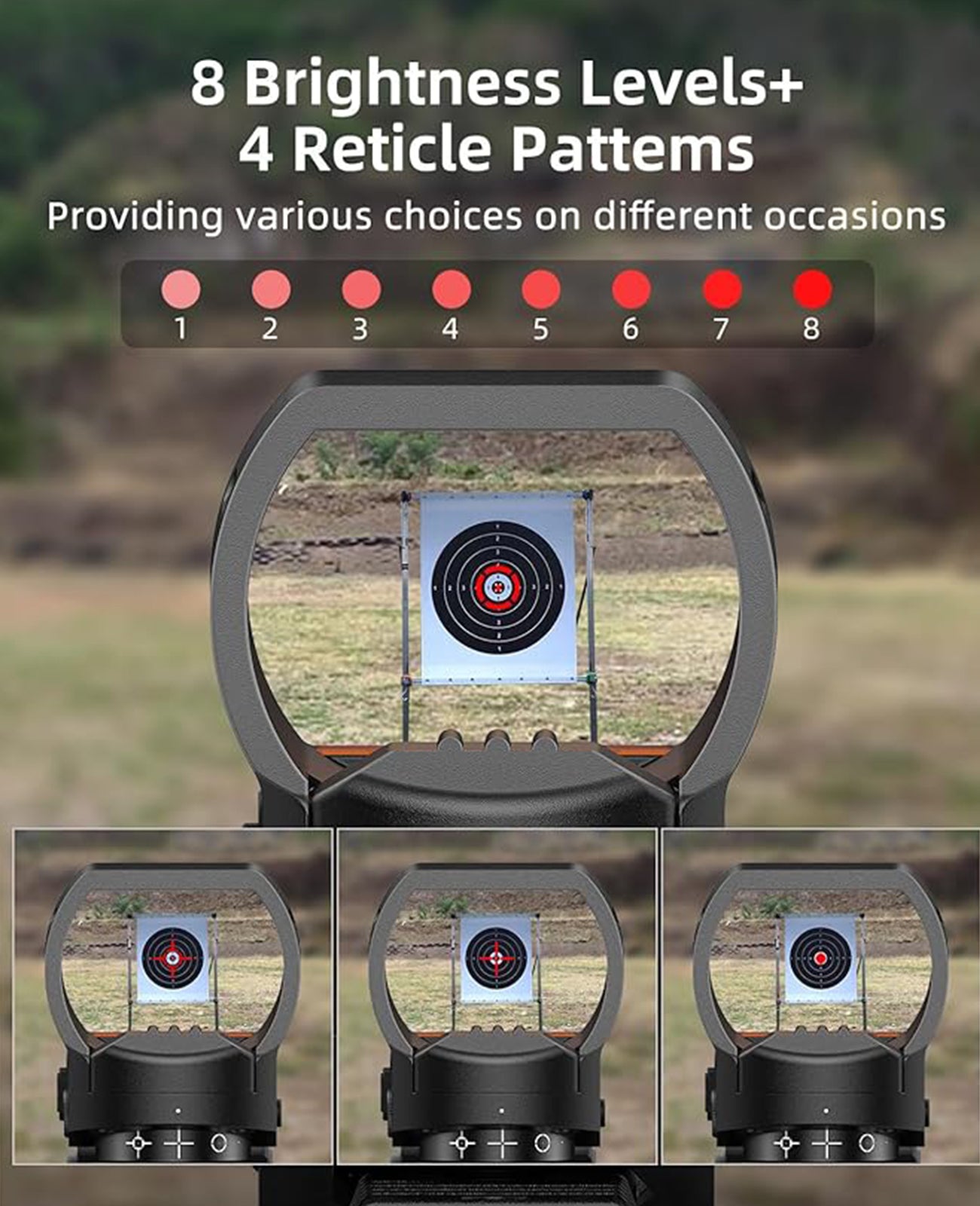 Rechargeable Red Dot Sight with Type-C Charging, 28x40 mm Lens, 4 Reticle Options, Picatinny Mount, Anti-Glare Coating 2