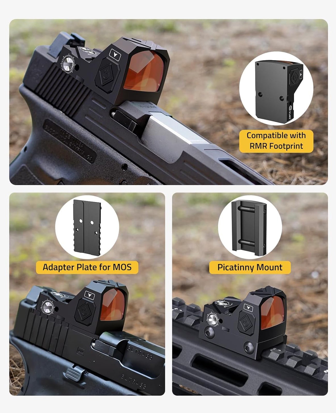 Red/Green Dot Sight with Motion Awake Technology – Shockproof, Waterproof, 2 MOA Reticle for Handguns 1