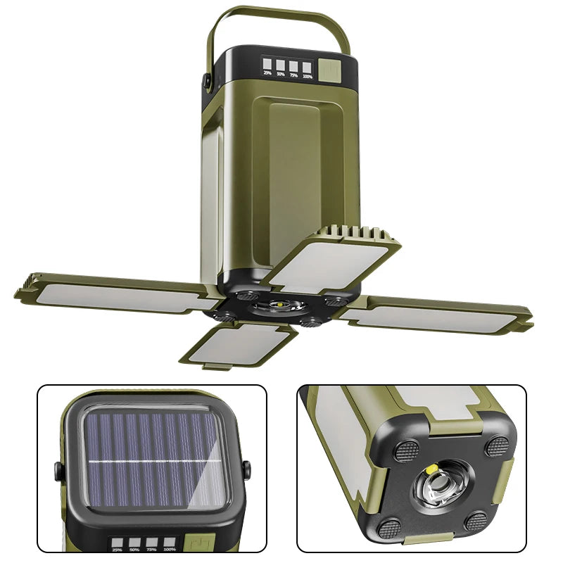 Solar Camping Lantern with Power Bank, Waterproof LED Light, Multi-Mode Portable Outdoor Camping Lamp 0
