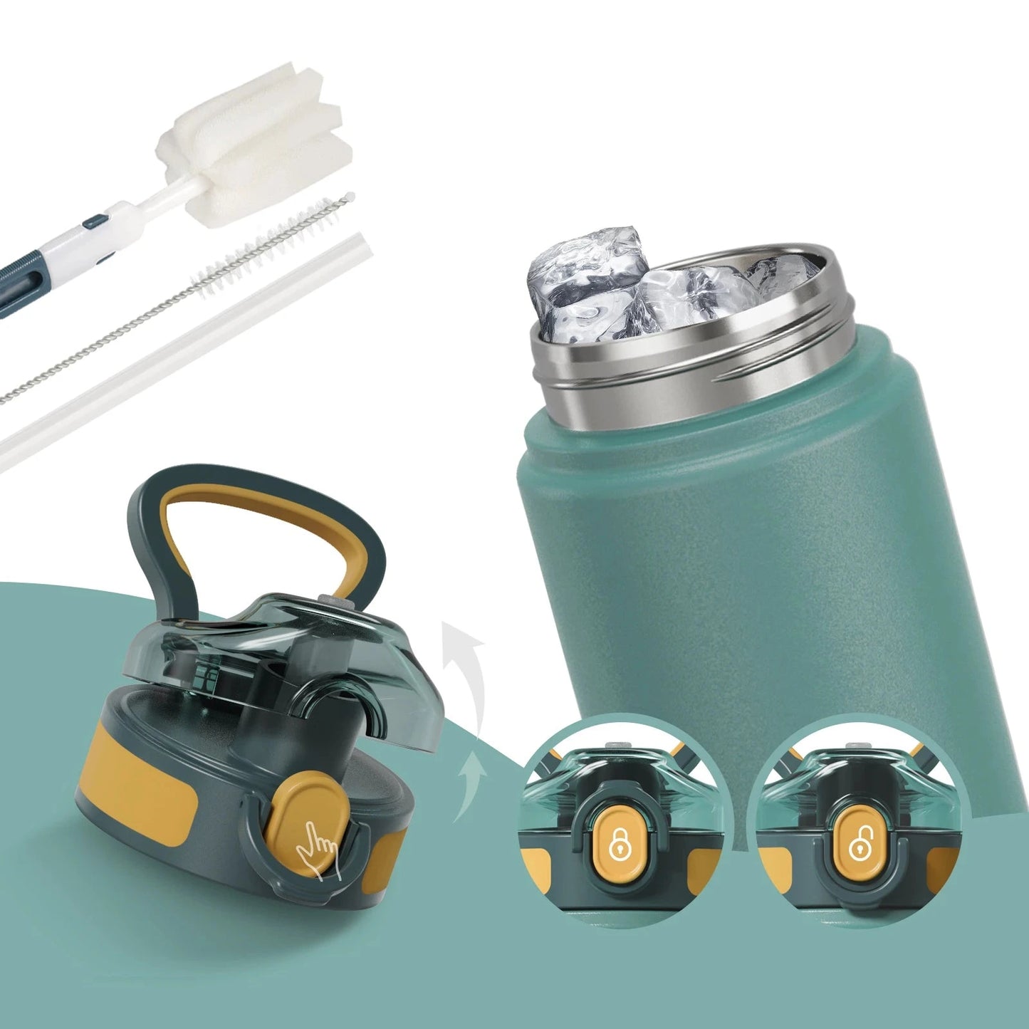 Stainless Steel Insulated Thermos Water Bottle with Straw – 600ml & 720ml for Outdoor Sports 1