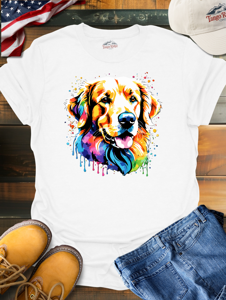 Golden Hues Golden Retriever Watercolor Print Unisex T shirt Tango Ridge