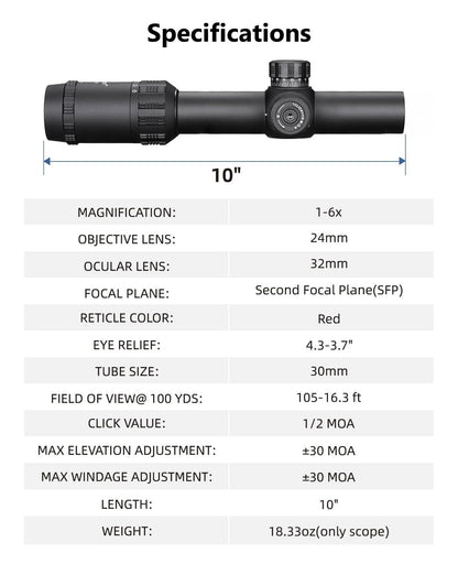 1-6x24 LPVO Rifle Scope with Cantilever Mount, High-Clarity Optics and 11-Level Red Illuminated Reticle for Enhanced Precision 5