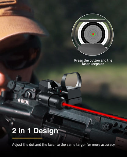 1X22X33 Red Dot Sight with Laser and 4 Reticle Options – Wide Field of View 2
