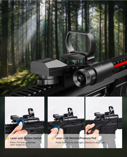 1X22X33 Red Dot Sight with Laser and 4 Reticle Options – Wide Field of View 3