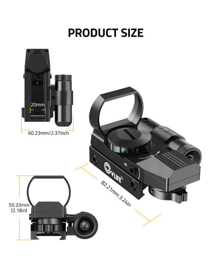 1X22X33 Red Dot Sight with Laser and 4 Reticle Options – Wide Field of View 6