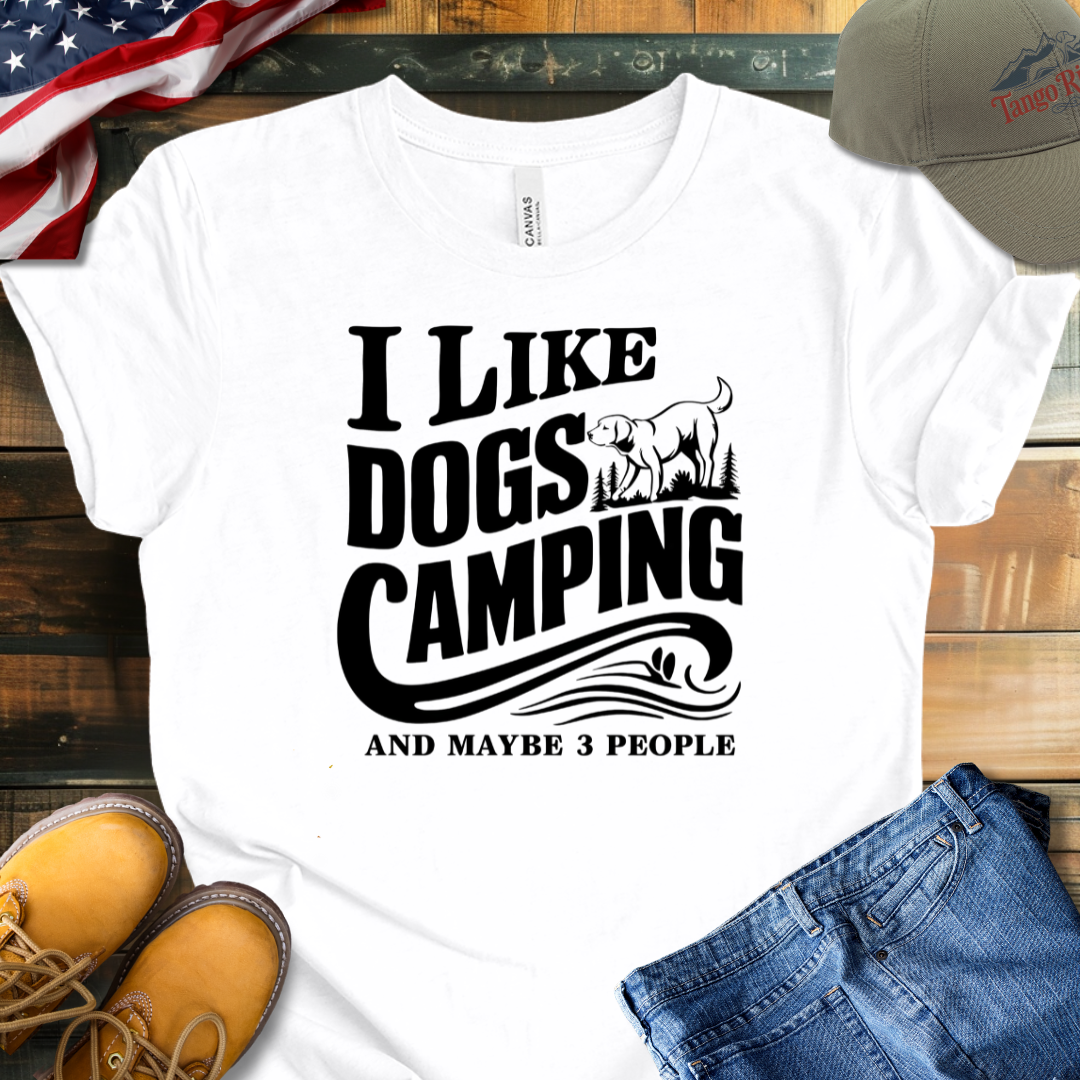 I Like Dogs Camping and Maybe 3 People | Unisex T-shirt