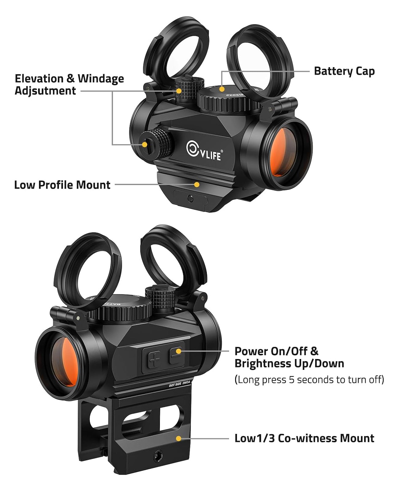 1x20mm Red Dot Sight with 2 MOA Dot, 12 Brightness Levels, Waterproof and Durable Design for Accurate Targeting 5