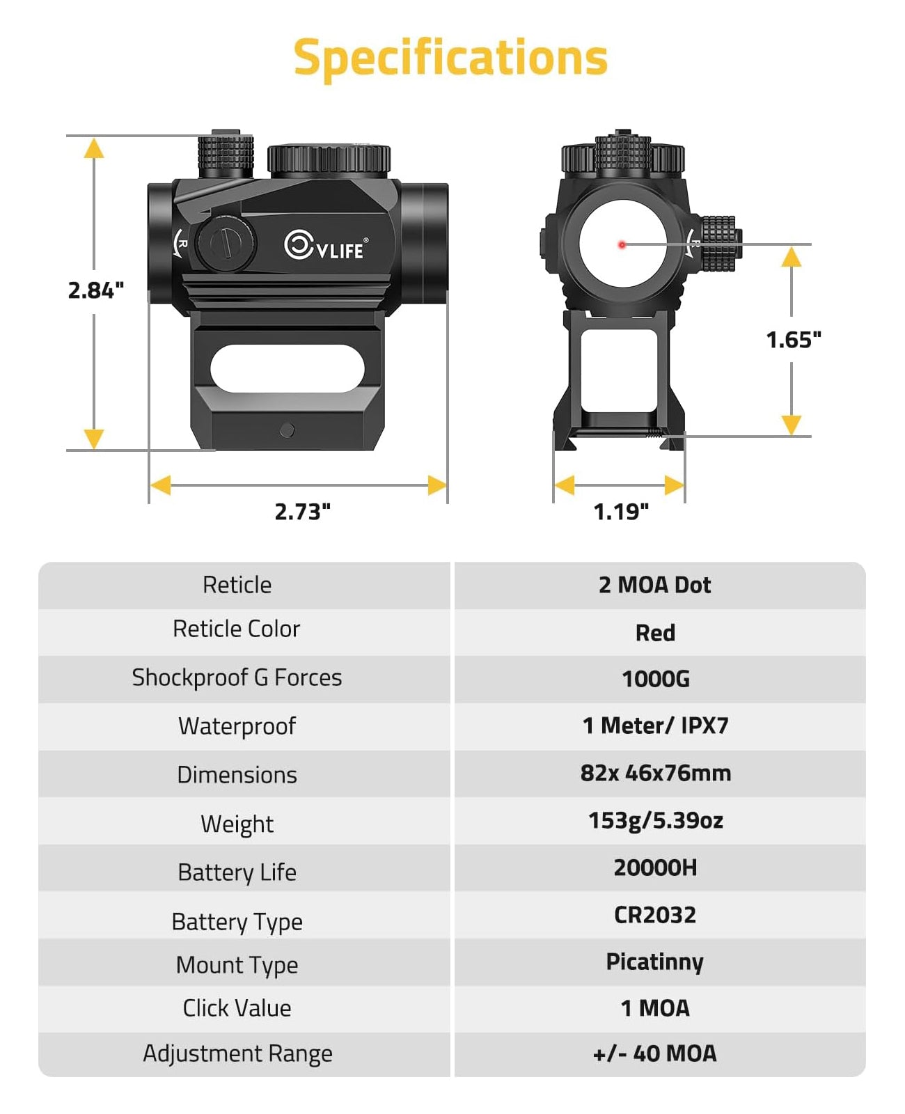 1x20mm Red Dot Sight with 2 MOA Dot, 12 Brightness Levels, Waterproof and Durable Design for Accurate Targeting 6