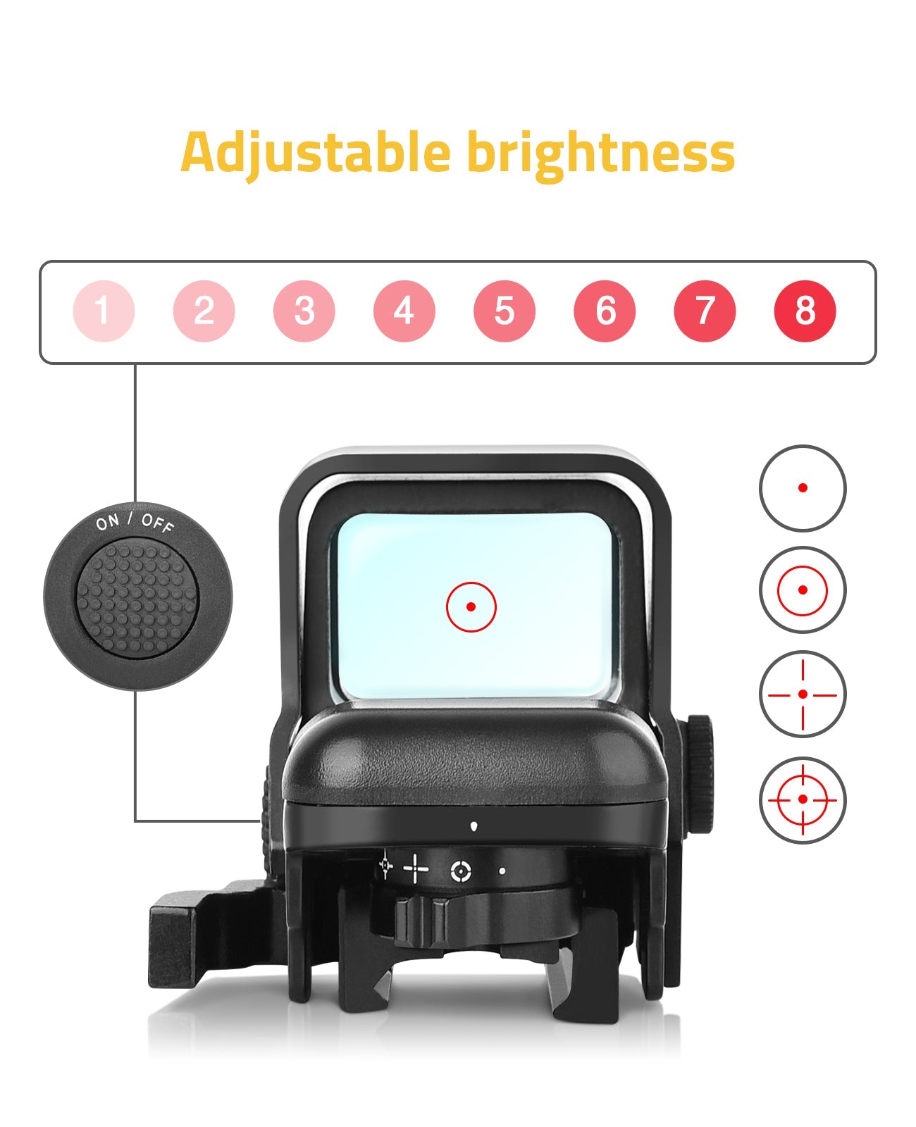 1x22x33 Red Dot Sight with 4 Reticles and Quick Detach Mount for Picatinny Rail – Waterproof and Shockproof Design 3