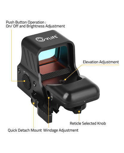 1x22x33 Red Dot Sight with 4 Reticles and Quick Detach Mount for Picatinny Rail – Waterproof and Shockproof Design 7