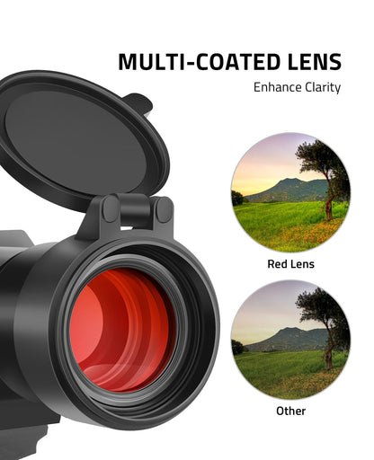 1x30mm Red Dot Sight Scope with Green Laser for 20mm Picatinny Rail – Waterproof, Shockproof, Adjustable Brightness 3