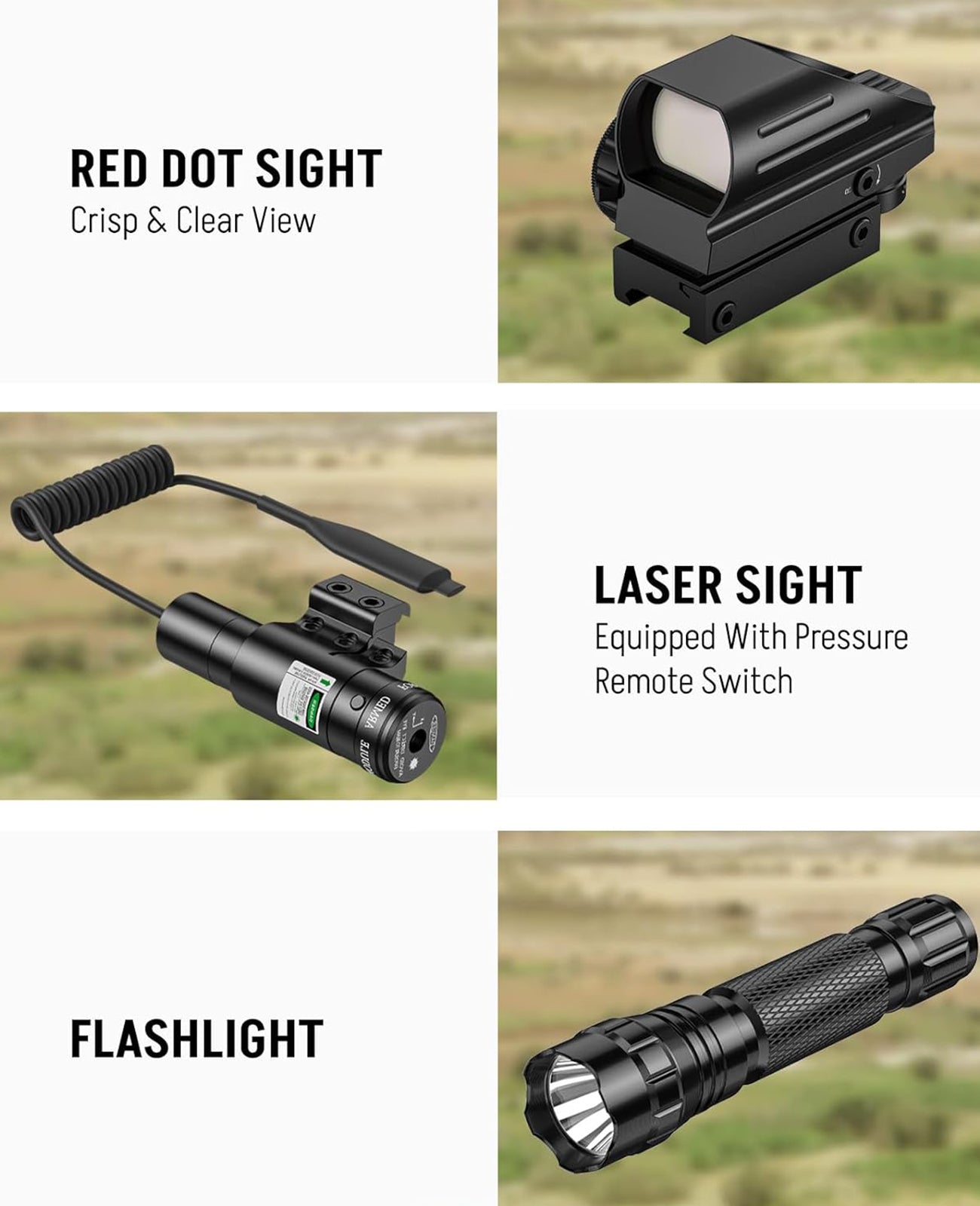 2.5-10X40 AO Rifle Scope Combo with Red Dot Sight, Green Laser, Flashlight – Adjustable Reticle, Waterproof, Easy Mounting 2