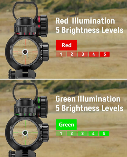 2.5-10X40 AO Rifle Scope Combo with Red Dot Sight, Green Laser, Flashlight – Adjustable Reticle, Waterproof, Easy Mounting 4