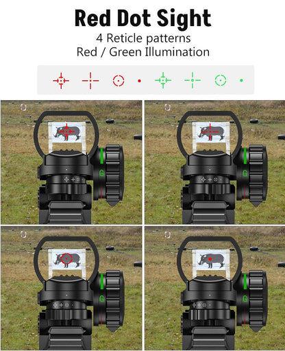 2.5-10X40 AO Rifle Scope Combo with Red Dot Sight, Green Laser, Flashlight – Adjustable Reticle, Waterproof, Easy Mounting 5