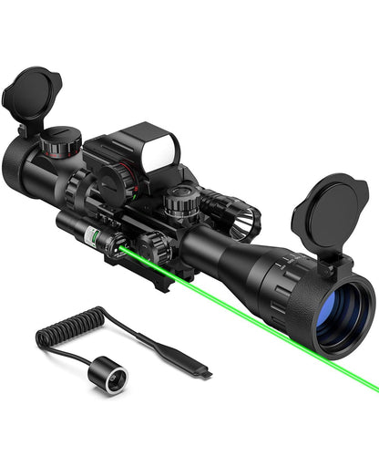 2.5-10X40 AO Rifle Scope Combo with Red Dot Sight, Green Laser, Flashlight – Adjustable Reticle, Waterproof, Easy Mounting 7