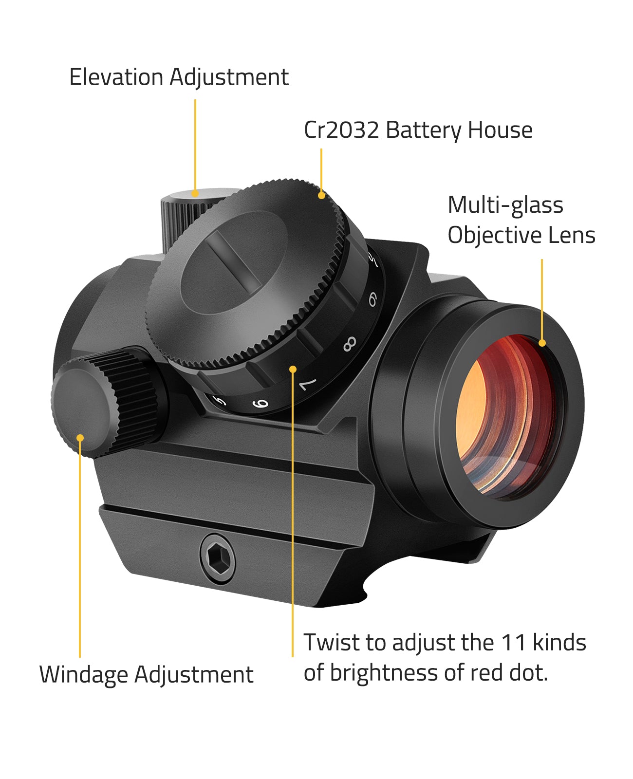 2MOA Red Dot Sight 1x25mm Waterproof Scope with Adjustable Brightness – Shockproof Design for Enhanced Target Acquisition 3
