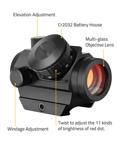 2MOA Red Dot Sight 1x25mm Waterproof Scope with Adjustable Brightness – Shockproof Design for Enhanced Target Acquisition 3