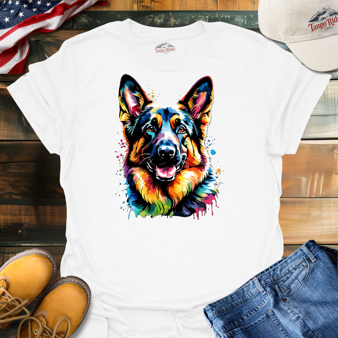 Shepherd Vibrance | German Shepherd Watercolor Print Unisex T-shirt