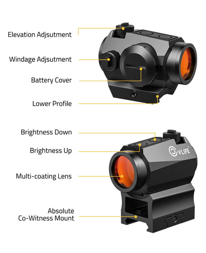 2 MOA Red Dot Sight with Shake Awake Technology, Waterproof Design for Picatinny Rail, Tool-Free Adjustments, High Accuracy 4