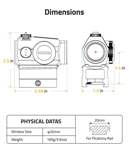 2 MOA Red Dot Sight with Shake Awake Technology, Waterproof Design for Picatinny Rail, Tool-Free Adjustments, High Accuracy 5