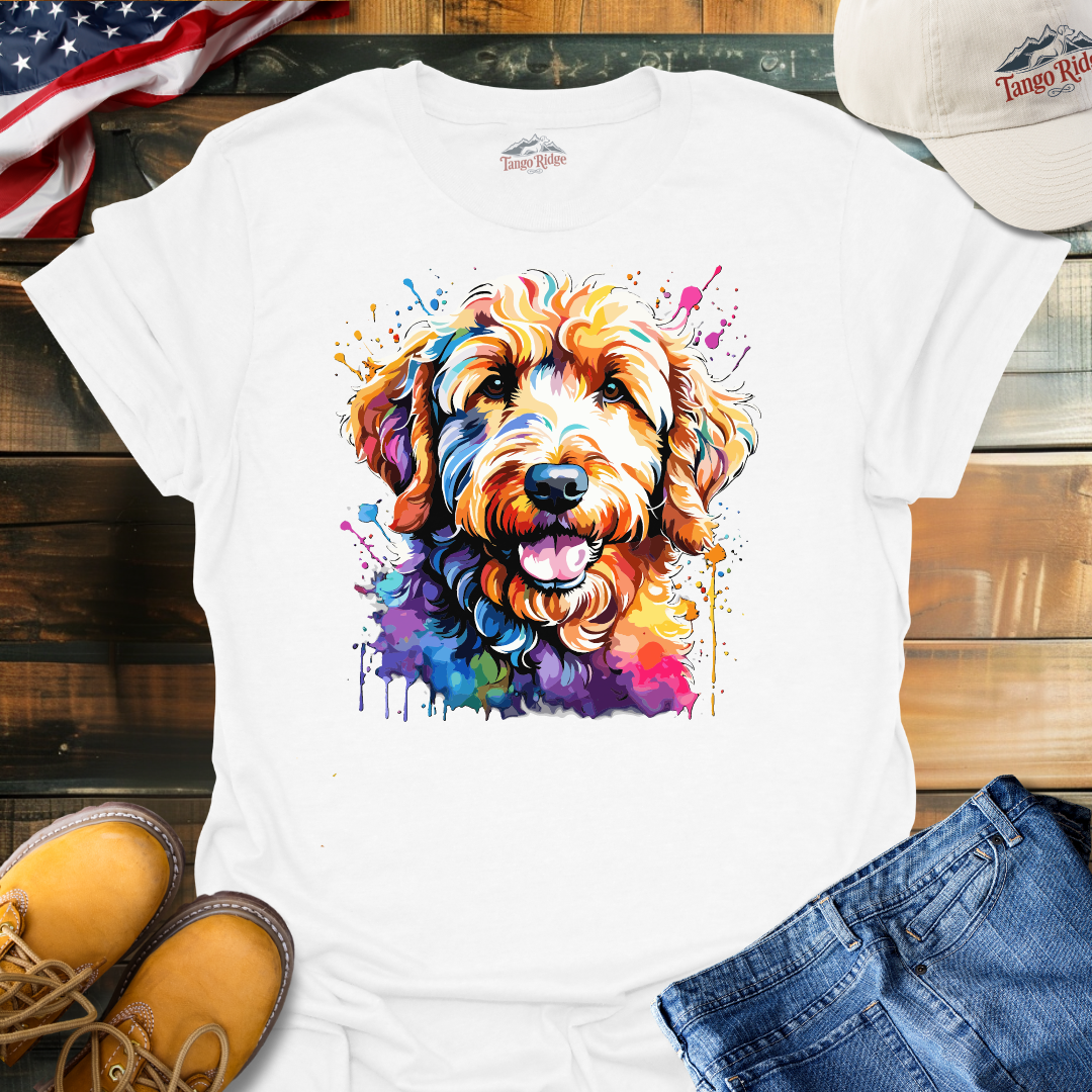 Doodle Radiance | Goldendoodle Watercolor Print Unisex T-shirt