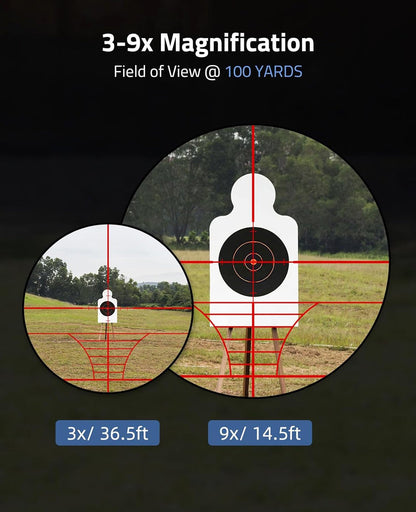 3-9x40 Illuminated Rifle Scope with Rangefinder Reticle and Multi-Coated Lens – Adjustable Brightness for Enhanced Target Acquisition 4