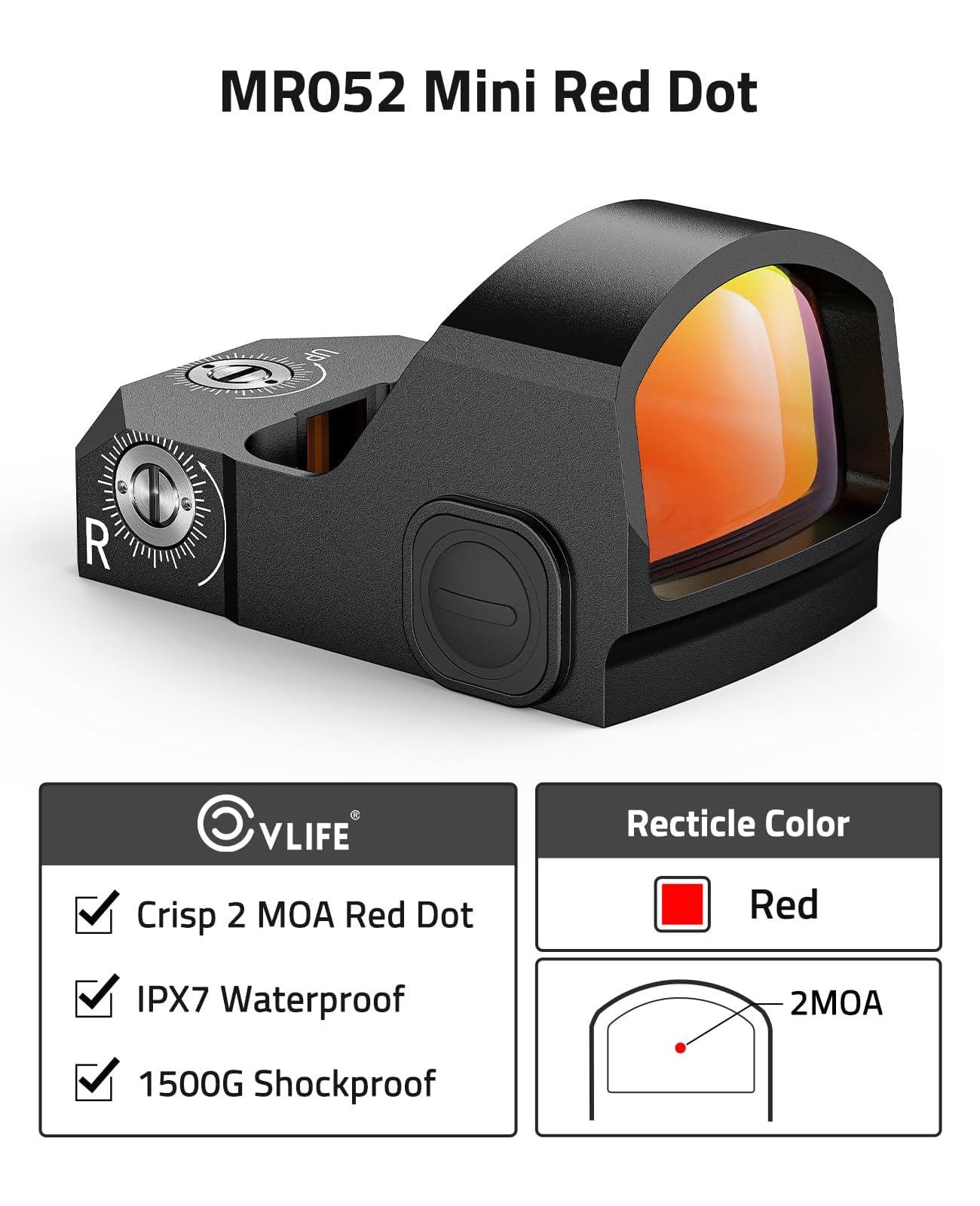 3MOA Red Dot Sight for Pistol with Motion Activation, Waterproof Design, Shockproof, 10 Brightness Settings 2