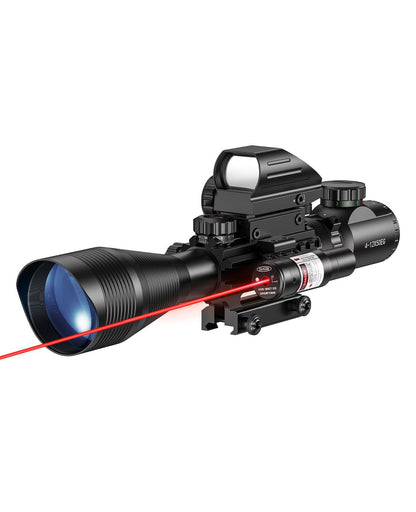 EagleFeather 4-12x50 AO Tactical Rifle Scope 3-in-1 Combination Kit