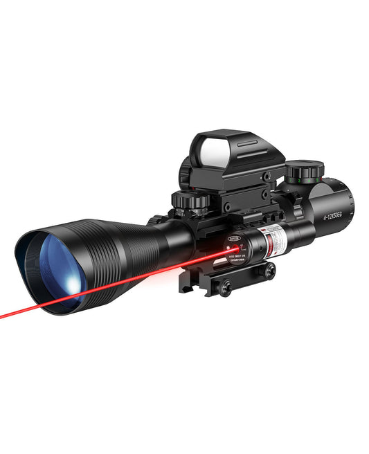 EagleFeather 4-12x50 AO Tactical Rifle Scope 3-in-1 Combination Kit