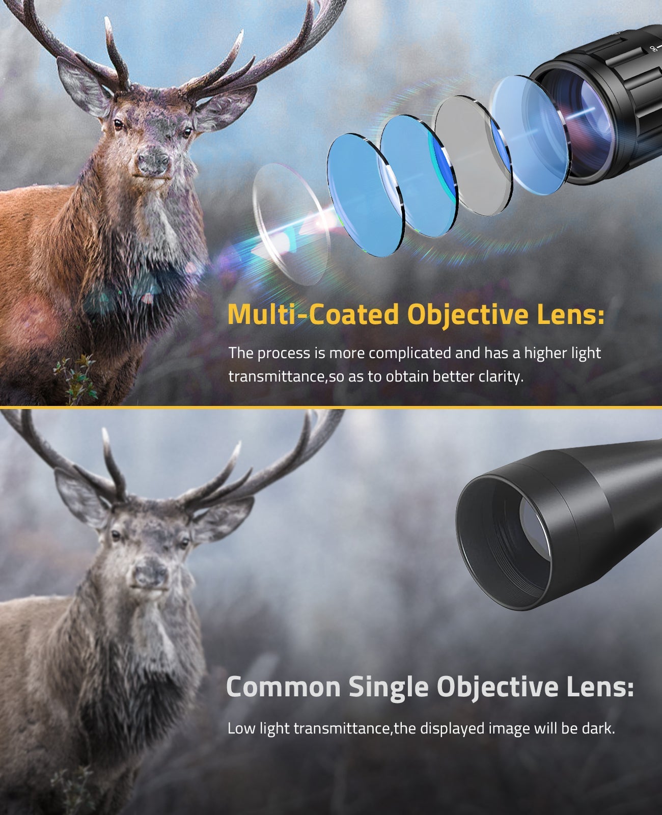 EagleFeather 4-16x50 AO Tactical Rifle Scope 3-in-1 Combination Kit