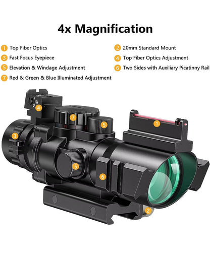 4x32 Tactical Rifle Scope with Tri-Illuminated Reticle – Shockproof and Lightweight Design for Precision Shooting 2