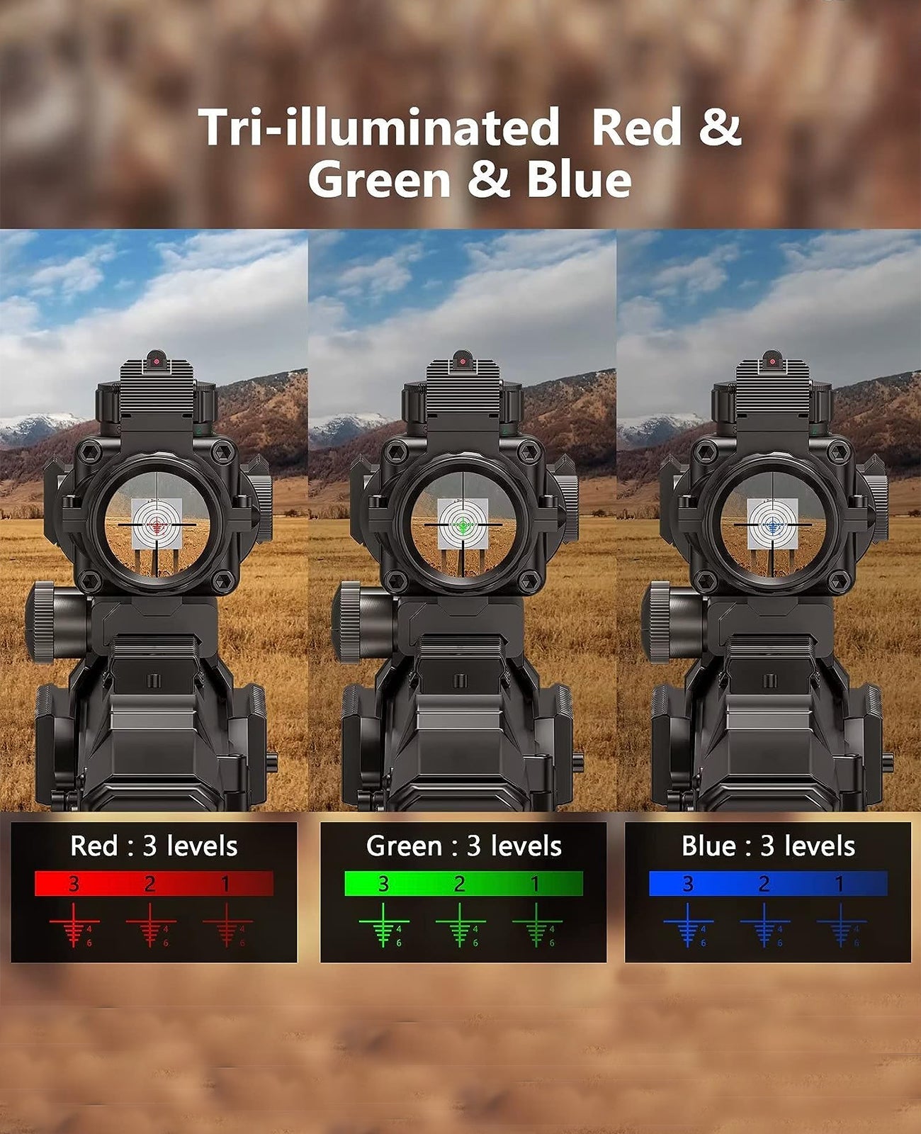 4x32 Tactical Rifle Scope with Tri-Illuminated Reticle – Shockproof and Lightweight Design for Precision Shooting 4