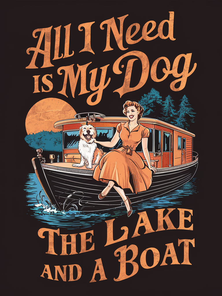 All I Need Is My Dog the Lake and a Boat T-shirt