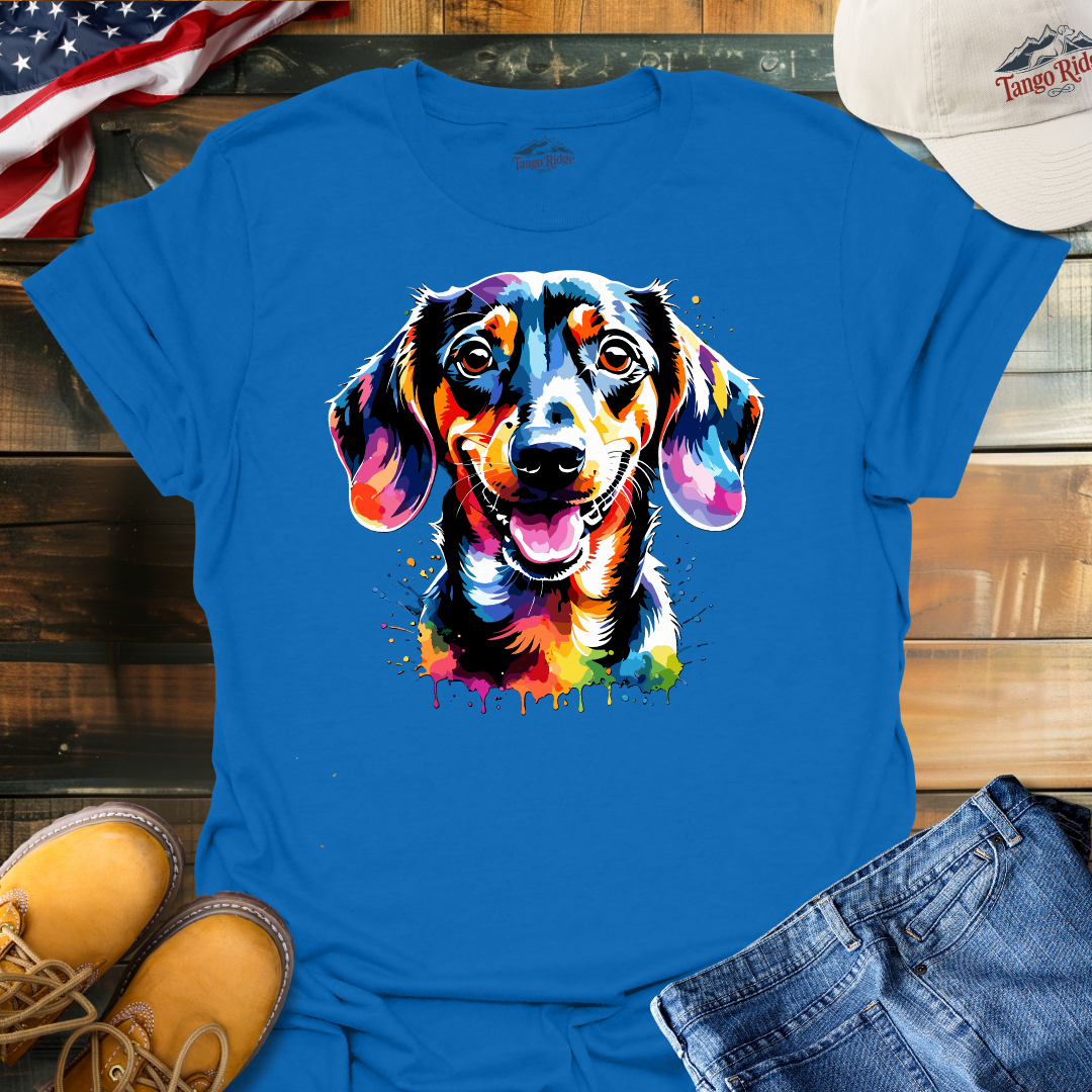 Dashing Dachshund | Dachshund Watercolor Print Unisex T-shirt