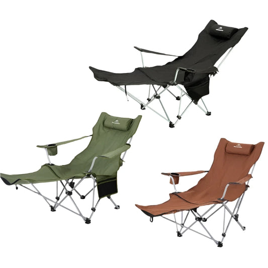 Adjustable Folding Outdoor Lounge Chair – Lightweight Portable Recliner with Four Positions for Camping and Fishing 0
