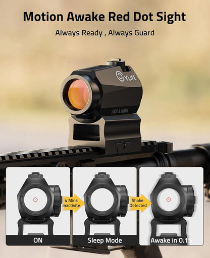 Motion Awake Multiple Reticle Red Dot Sight with 3 MOA Dot and 65 MOA Circle – Waterproof, Fogproof, Impact Resistant, 50,000 Hour Battery Life 2