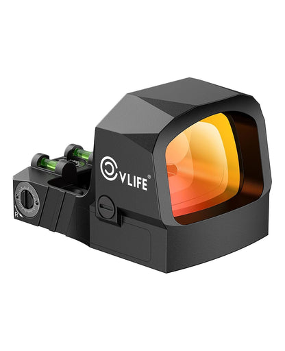 Multiple Reticle Red Dot Sight with Motion Awake Technology – Compact Handgun Sight with Side Battery Mount and Integrated Fiber Optic 1
