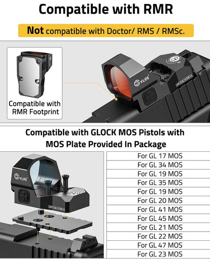 Multiple Reticle Red Dot Sight with Motion Awake Technology – Waterproof and Shockproof, 1x Magnification, 10 Brightness Settings 2
