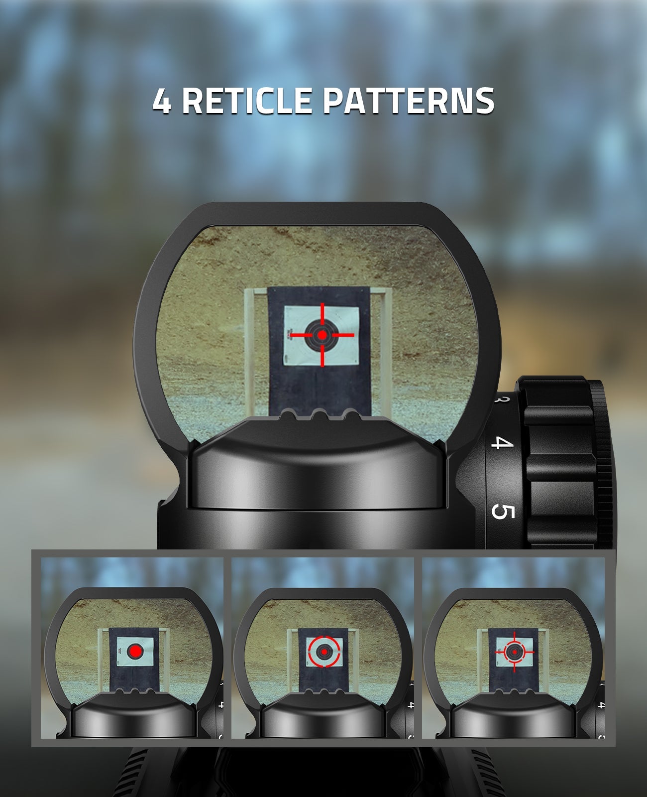 Red Dot Sight with 4 Reticles and 11 Brightness Settings – Holographic Optic Scope for Precision Shooting 2