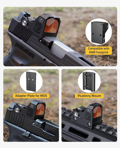 Red/Green Dot Sight with Motion Awake Technology – Shockproof, Waterproof, 2 MOA Reticle for Handguns 1